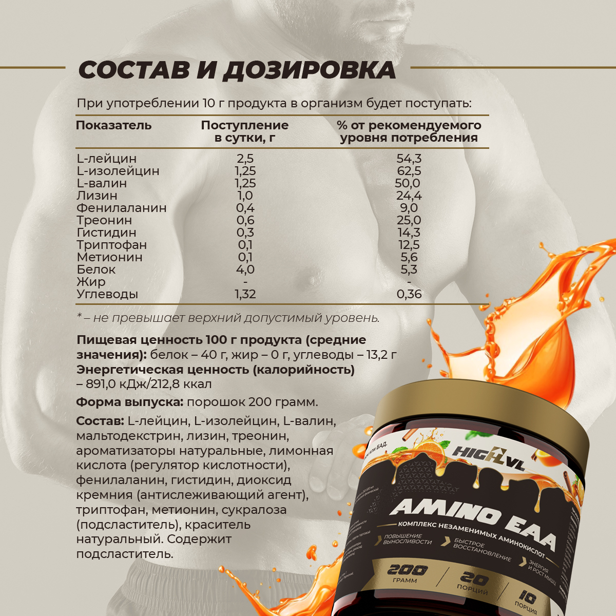 ЕАА со вкусом апельсиновый ром 200 гр.