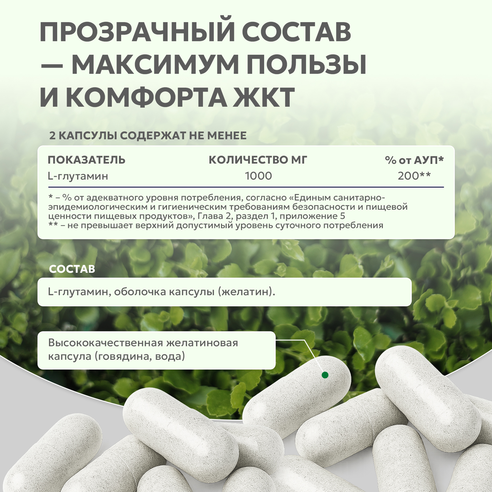 L - Глютамин / L - Glutamine / 60 капс.