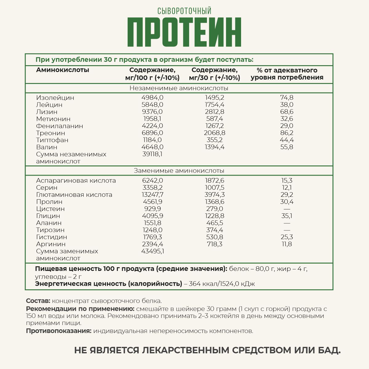 Сывороточный протеин с натуральным вкусом 900гр.