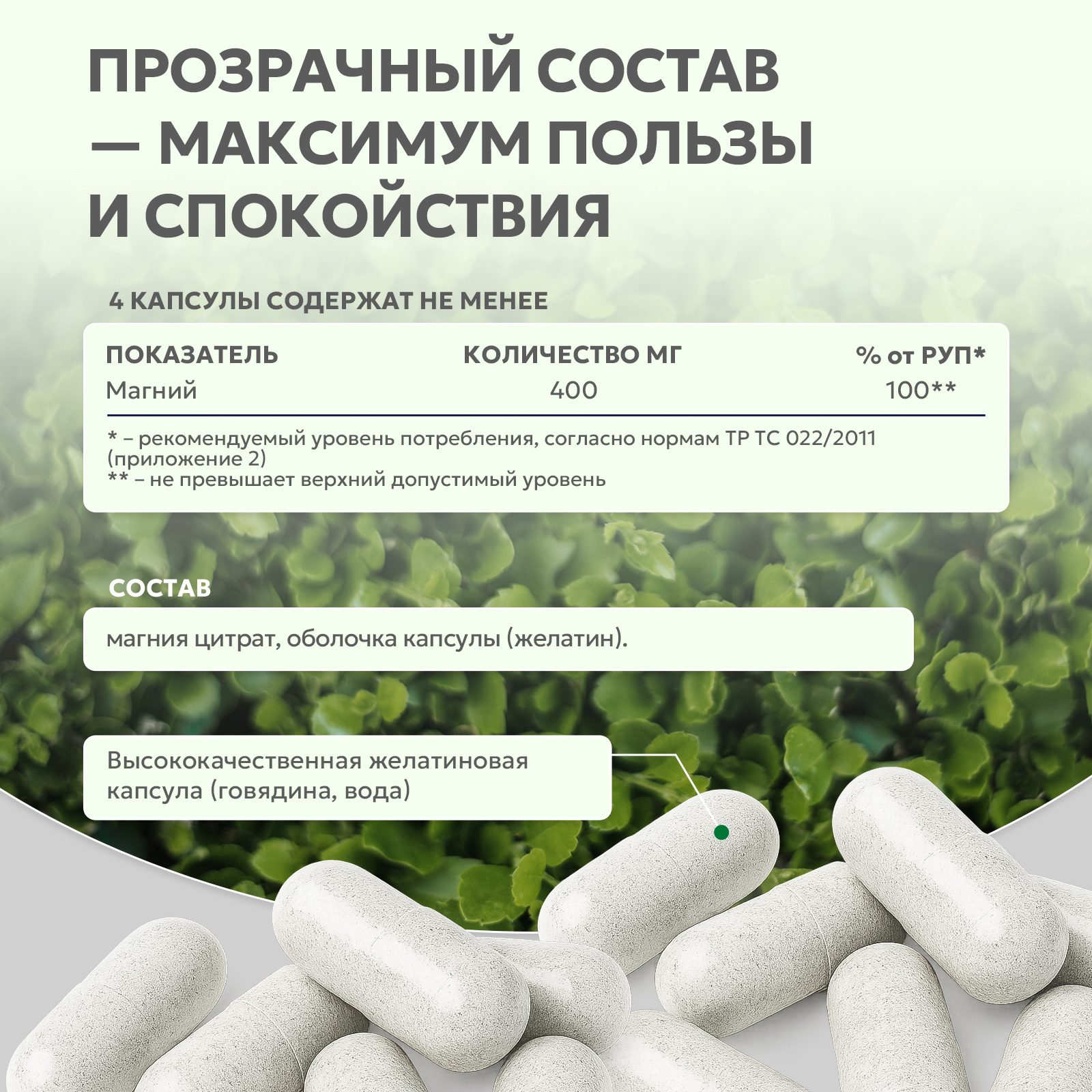 БАД к пище Магний цитрат / Magnesium Citrate / 60 капс.