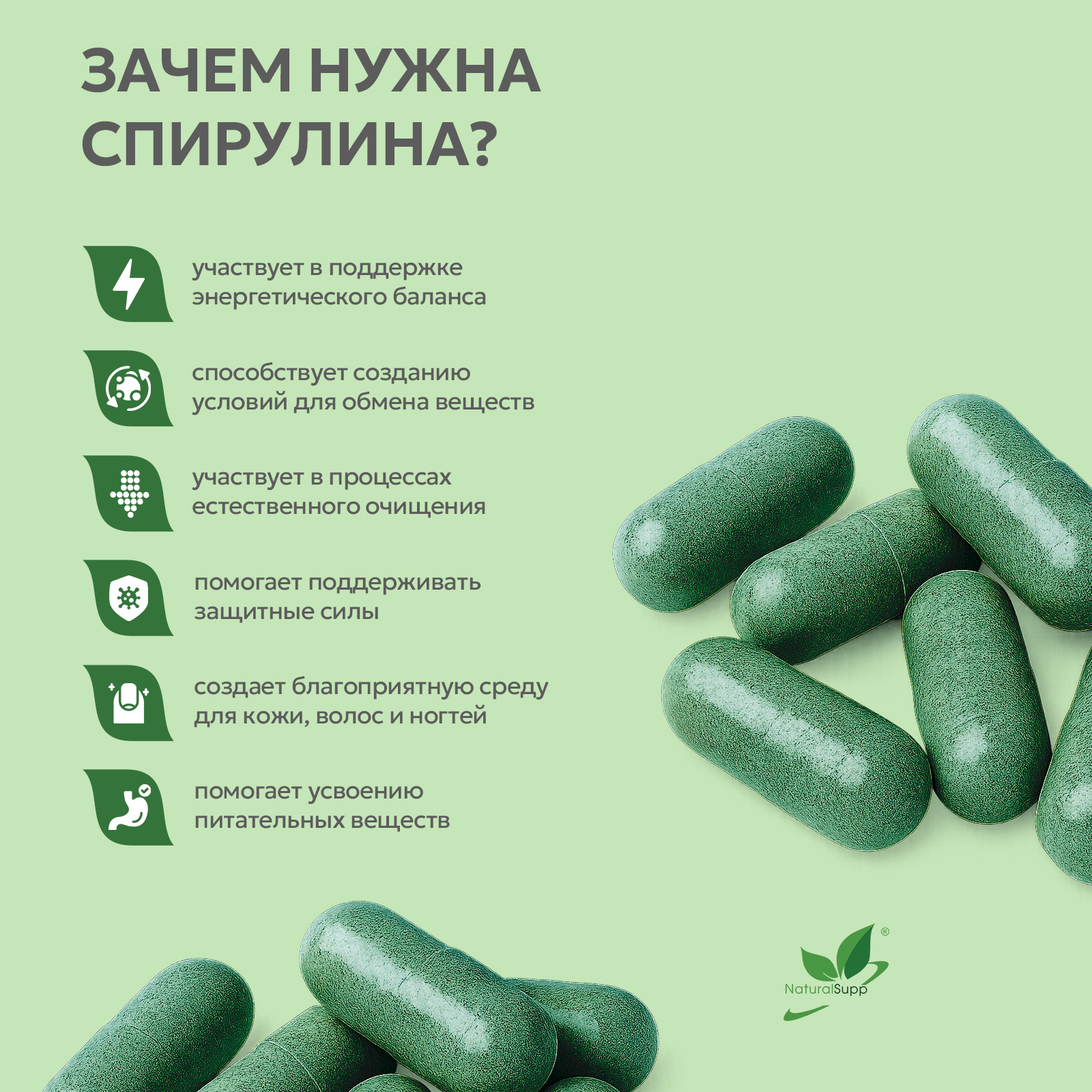 БАД к пище Спирулина 60 капсул