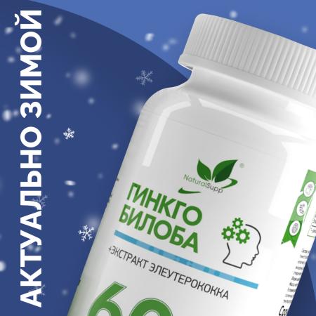 БАД к пище Экстракт гинкго билоба + Экстракт элеутерококка / Ginkgo biloba extract / 60 капс.