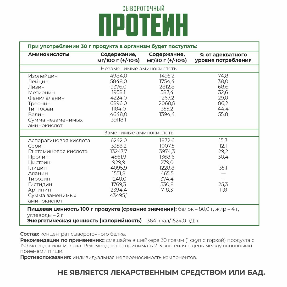 Сывороточный протеин с натуральным вкусом 900гр.