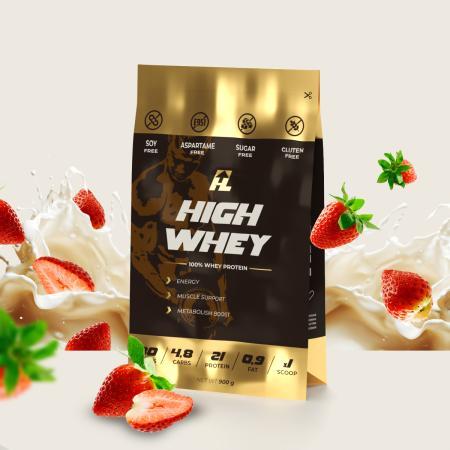 HIGH WHEY / Протеин со вкусом клубника со сливками 900гр.