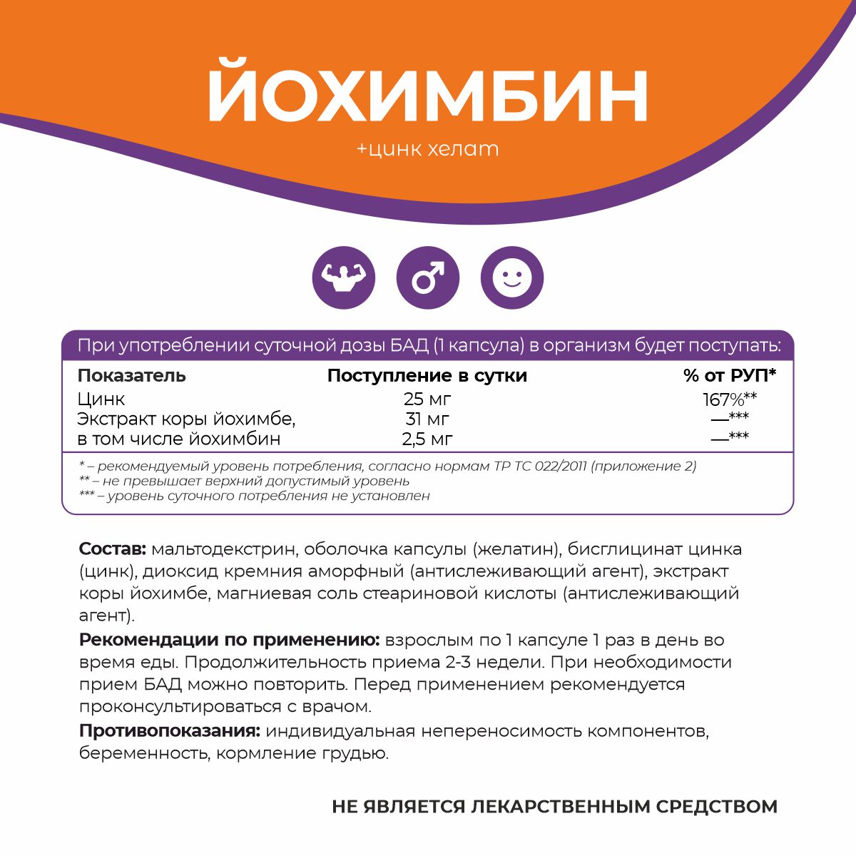 БАД к пище «Йохимбин+цинк хелат»