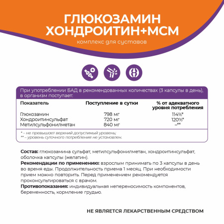 БАД к пище Глюкозамин Хондроитин МСМ БАД к пище Глюкозамин Хондроитин МСМ