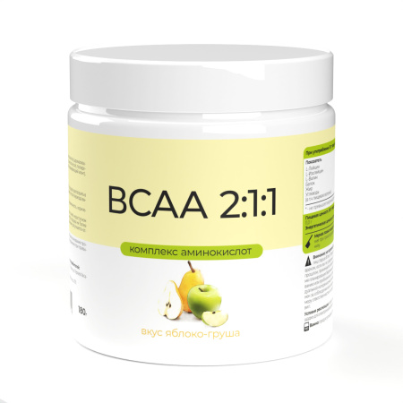ВСАА 2:1:1 со вкусом яблоко+груша 180 гр.  ВСАА 2:1:1 со вкусом яблоко+груша 180 гр.